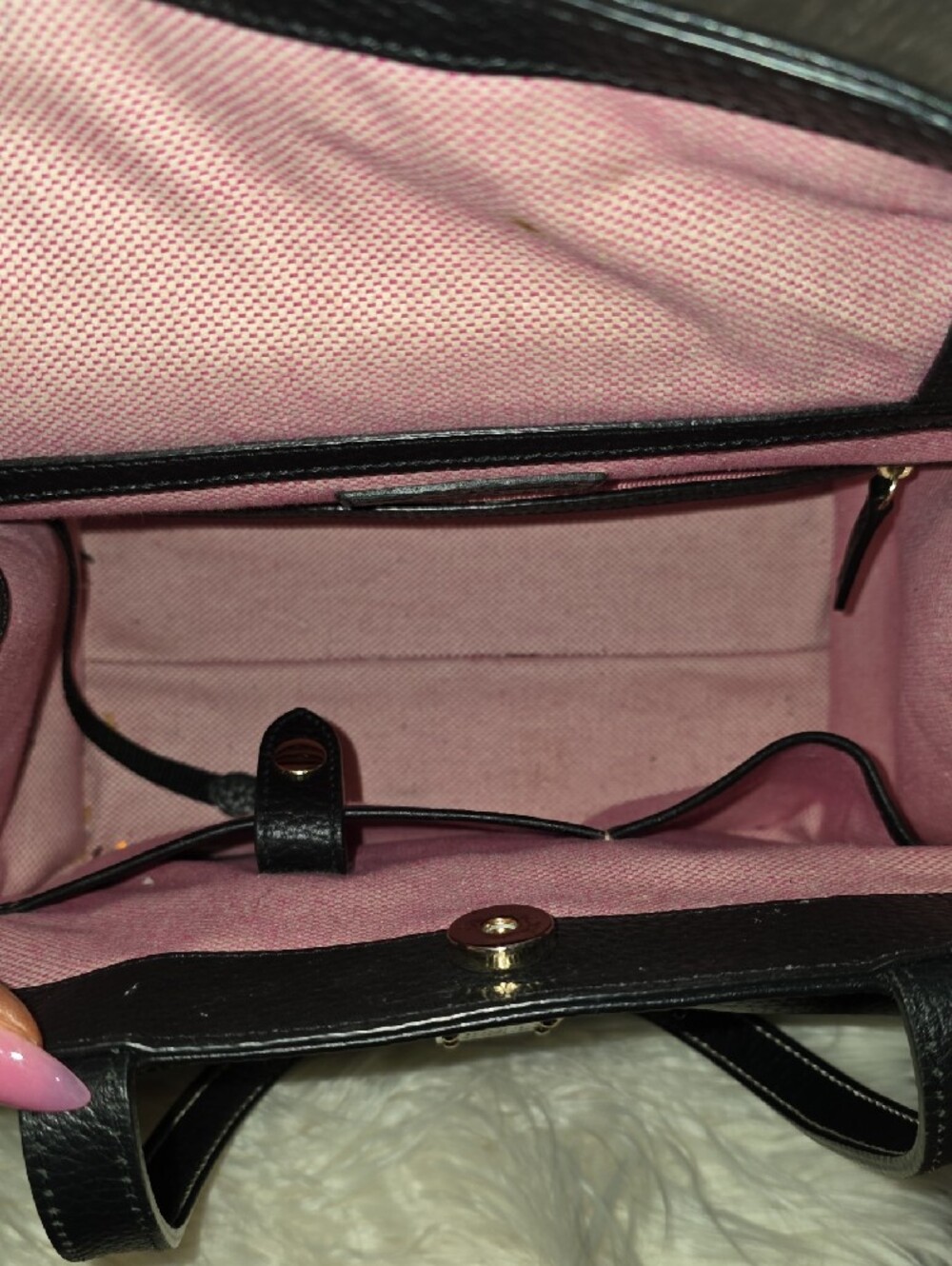 Dooney & Bourke Black Leather Tote with Coin Wallet and Contrast Stitching - Picture 7 of 8